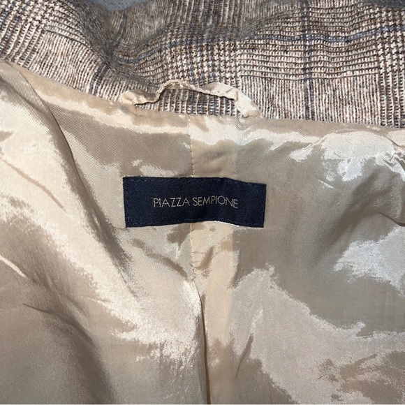 Piazza Sempione Blue & Brown Wool Boxy Buttondown Blazer Size S/M Vintage Womens - Picture 7 of 7